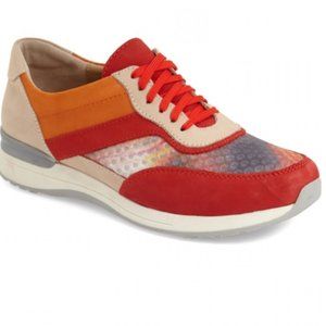 Vaneli Sport Leather pride Red Orange Tan lace up sneaker womens 8.5